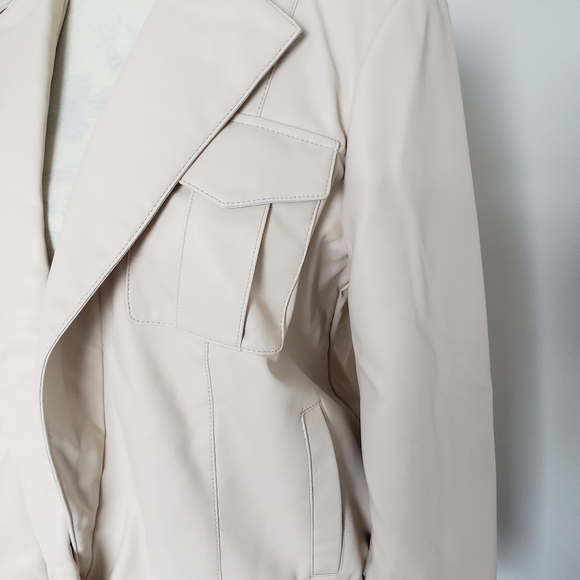I.N.C international concepts womens faux leather jacket beige size medium - Picture 3 of 8